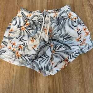 Rip Curl White Tropical Floral Drawstring Shorts